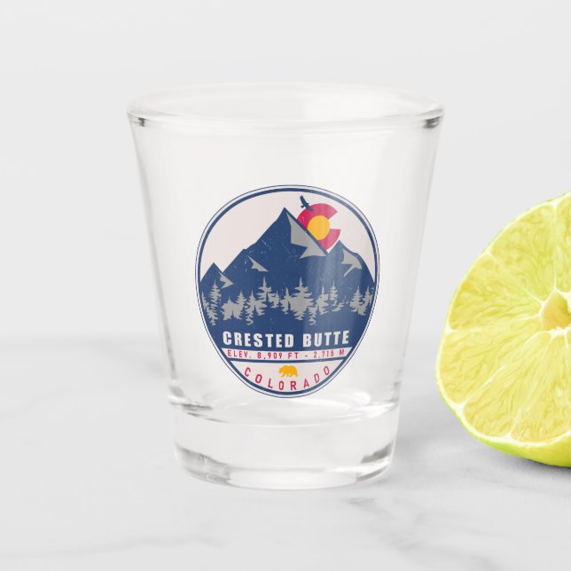Vaso De Chupito Crested Butte Colorado Retro Sunset Souvenirs (Anverso)
