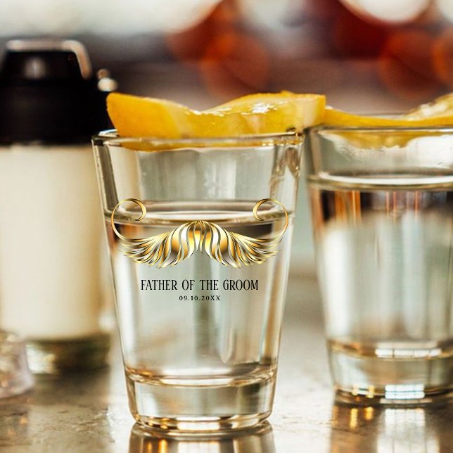 Vaso De Chupito Cristal con disparo a bigote de oro personalizado  (Subido por el creador)