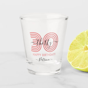 Vaso De Chupito Cristal de cumpleaños rosado 30