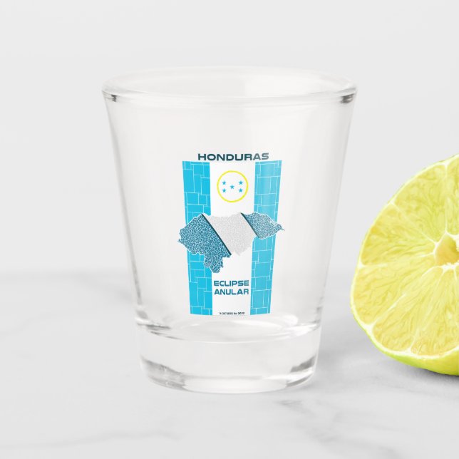 Vaso De Chupito Cristal de disparo de eclipse anual de Honduras (Anverso)
