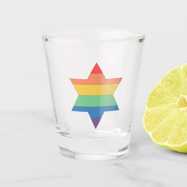 Vaso De Chupito Cristal de disparo de estrella judía del arcoiris  (Anverso)