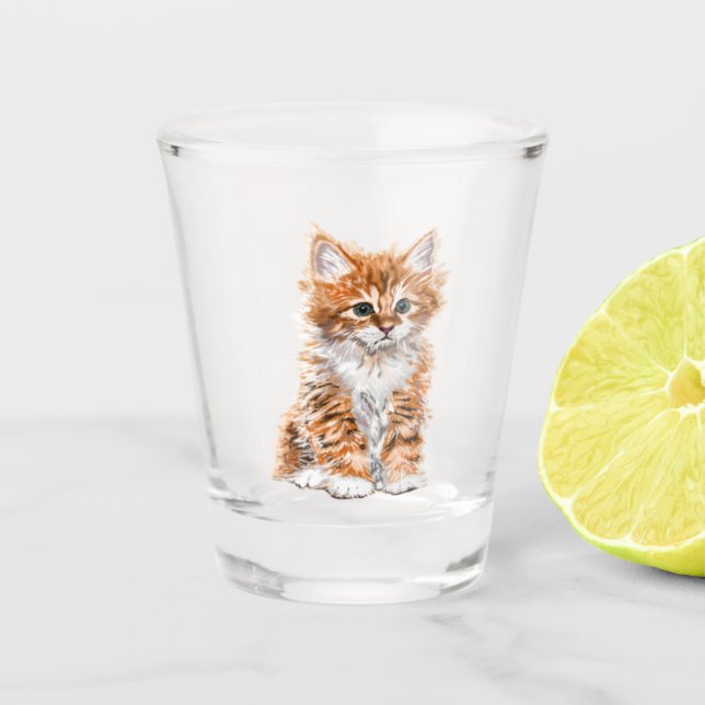Vaso De Chupito Cristal de disparo de gato suave (Anverso)