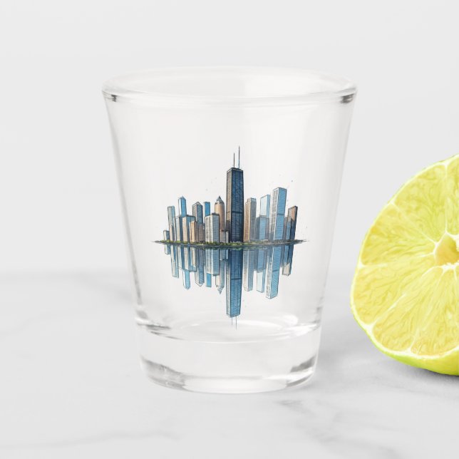 Vaso De Chupito Cristal de disparo de la línea aérea de Chicago (Anverso)