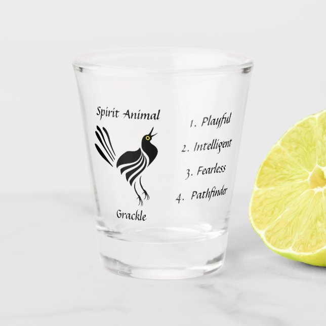 Vaso De Chupito Cristal de disparo de pájaro negro (Anverso)