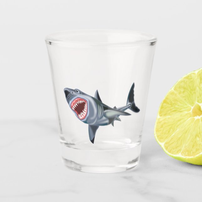 Vaso De Chupito Cristal de disparo de tiburón (Anverso)