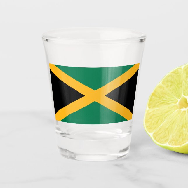 Vaso De Chupito Cristal de disparo patriótico con bandera de Jamai (Anverso)