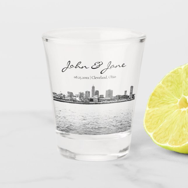 Vaso De Chupito Cristal de disparo personalizado de Cleveland Skyl (Anverso)