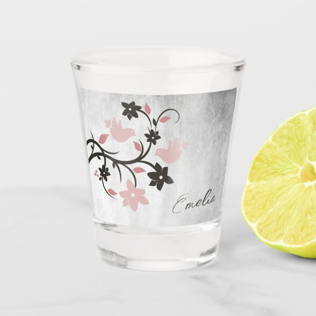 Vaso De Chupito Cristal de disparo personalizado de los Aves Amant (Anverso)