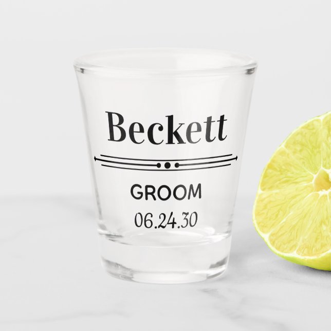 Vaso De Chupito Cristal de disparo personalizado Groom (Anverso)
