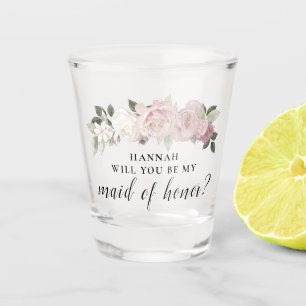 Vaso De Chupito Cristal de honor para doncella floral rosa