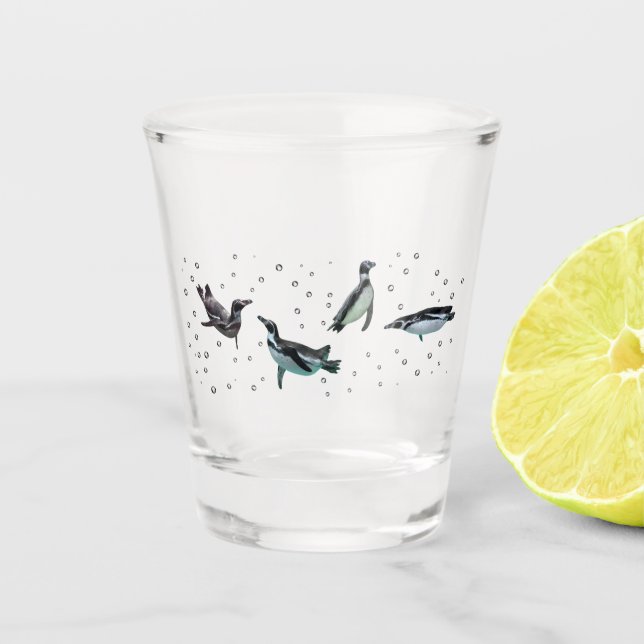 Vaso De Chupito Cristal de pingüinos burbujeantes (Anverso)
