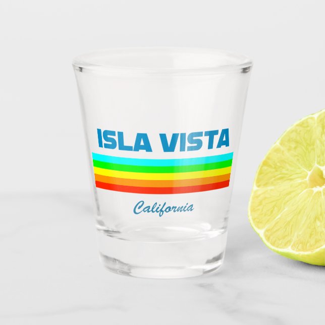 Vaso De Chupito Cristal de tiro de Isla Vista California. (Anverso)