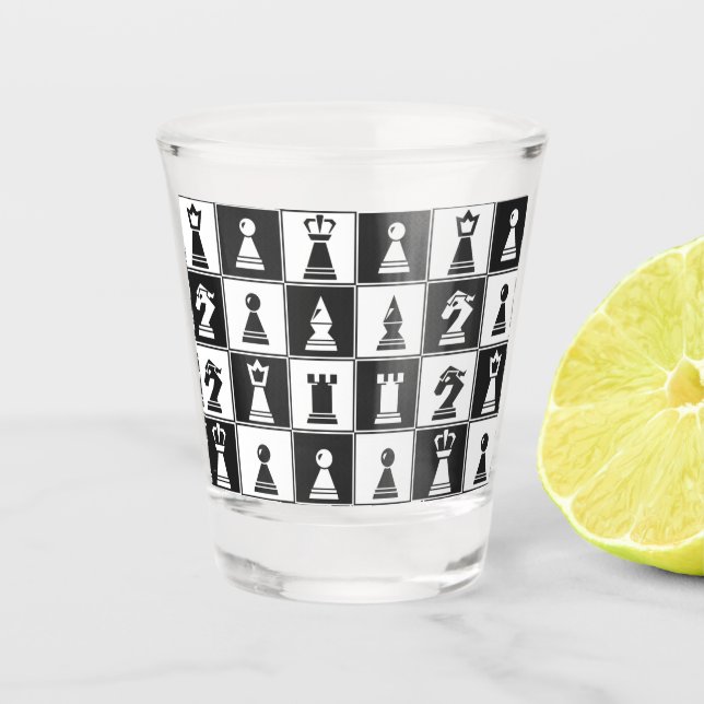 Vaso De Chupito Cristal de tiro de piezas de ajedrez (Anverso)