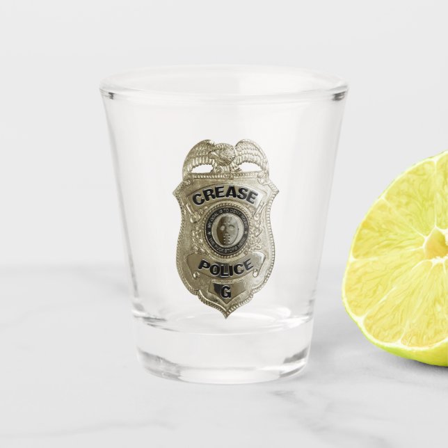 Vaso De Chupito Cristal disparada de la policía de hockey (Anverso)