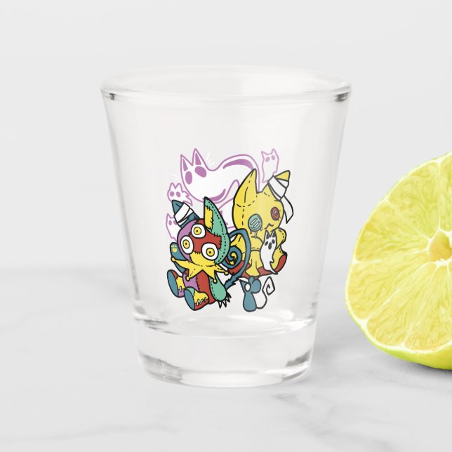 Vaso De Chupito Críticos gatos de Halloween: arte fascinante (Anverso)