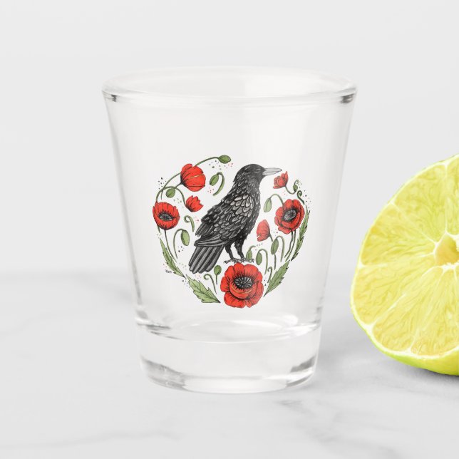 Vaso De Chupito Crow y Poppies (Anverso)