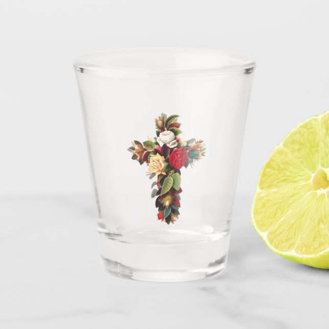 Vaso De Chupito Cruz de Rosas (Anverso)