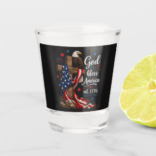 Vaso De Chupito Cruz Patriótica Dios Bendiga a América