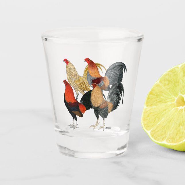 Vaso De Chupito Cuatro Gamecocks (Anverso)