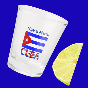 Vaso De Chupito Cuba Bandera Cubana Azul Claro Personalizado
