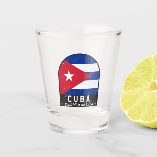 Vaso De Chupito Cuba Bandera Emblema de mal gusto cosecha (Anverso)
