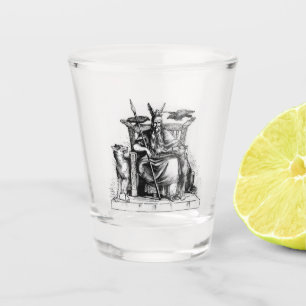 Vaso De Chupito Cuervos de Odín en Trono de Piedra Mitología Vikin