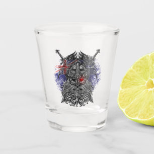 Vaso De Chupito Cuervos de Odín espadas Mitología Vikinga bandera