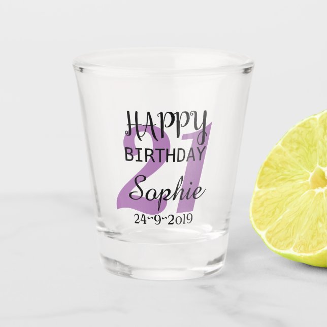 Vaso De Chupito Cumpleaños 21 personalizado (Anverso)