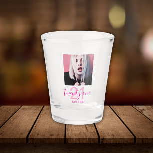 Vaso De Chupito Cumpleaños 21 Veintiuno Foto Guión Moderno Rosa