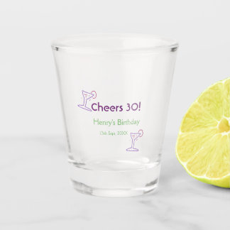 Vaso De Chupito cumpleaños 30 nombre vino vidrio púrpura verde 