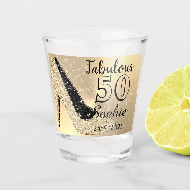 Vaso De Chupito Cumpleaños 50 Fabuloso Personalizado (Anverso)