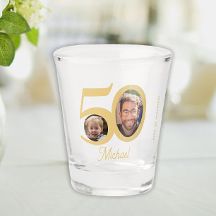 Vaso De Chupito cumpleaños 50 moderno divertido nombre en guión do