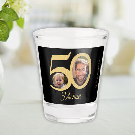 Vaso De Chupito cumpleaños 50 moderno divertido oro negro nombre 2