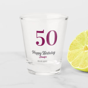 Vaso De Chupito cumpleaños 50 nombre fecha año plantilla malva