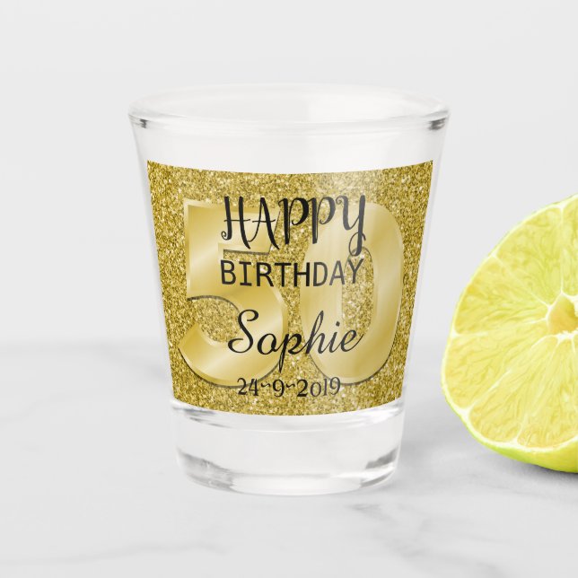 Vaso De Chupito Cumpleaños 50 personalizado (Anverso)