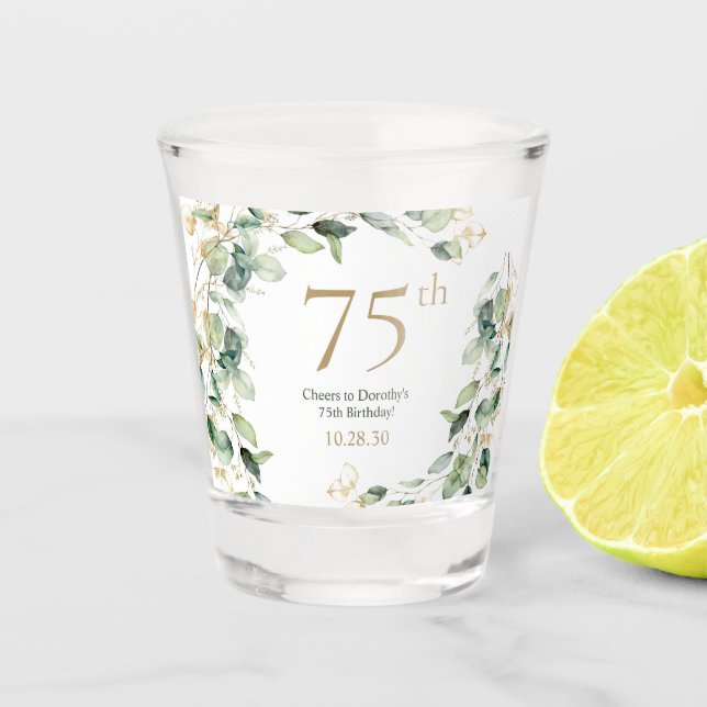 Vaso De Chupito Cumpleaños 75 Eucalipto (Anverso)