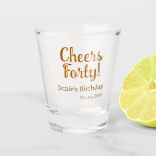 Vaso De Chupito Cumpleaños cuarenta naranja marrón caligrafía nam