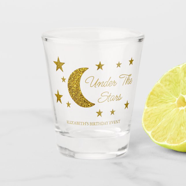 Vaso De Chupito Cumpleaños De Debajo De Las Estrellas (Anverso)