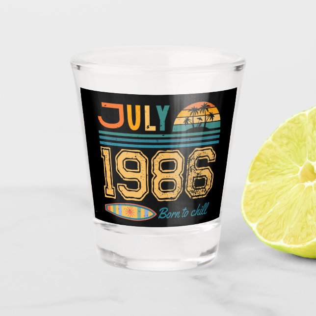 Vaso De Chupito Cumpleaños de Julio Año Personalizado (Anverso)