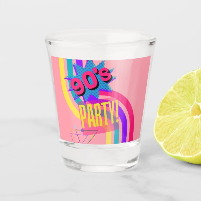 Vaso De Chupito Cumpleaños de la Nostalgia Rosa Fiesta de Retro 90 (Anverso)