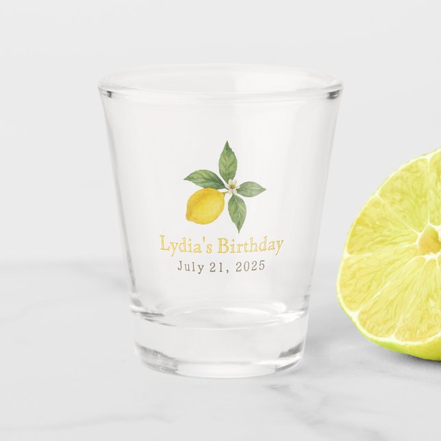Vaso De Chupito Cumpleaños de limón personalizado (Anverso)