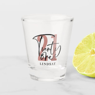 Vaso De Chupito Cumpleaños de Veintiún Tipografía