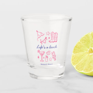 Vaso De Chupito Cumpleaños Favoritos de Vida de Playa Costera Azul