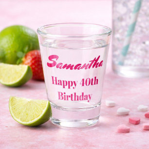 Vaso De Chupito Cumpleaños feliz 40 rosa