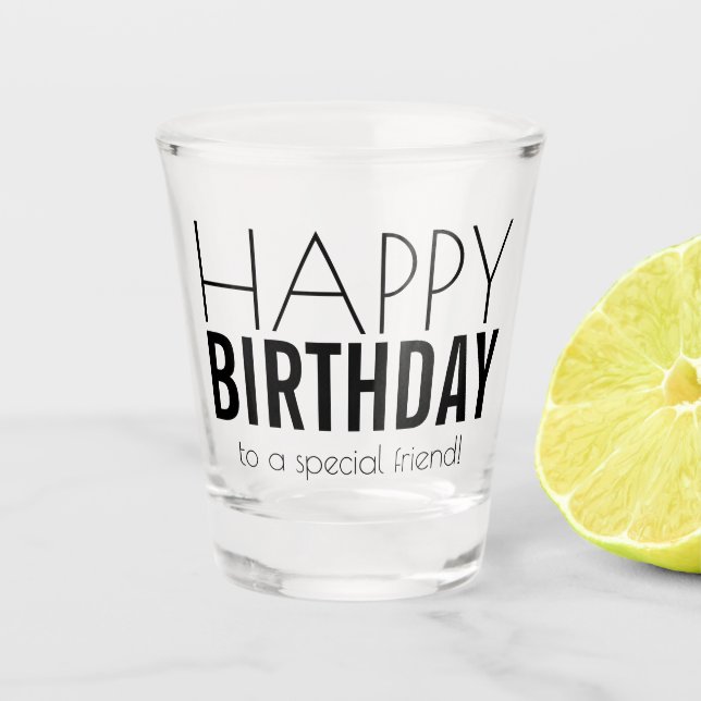 Vaso De Chupito Cumpleaños Feliz y Personalizado Moderno   (Anverso)