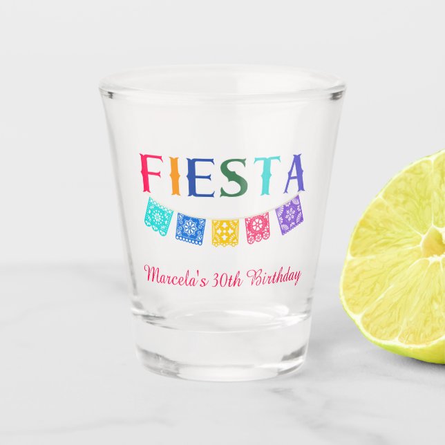 Vaso De Chupito Cumpleaños Fiesta Mexicana Colorida Personalizada (Anverso)