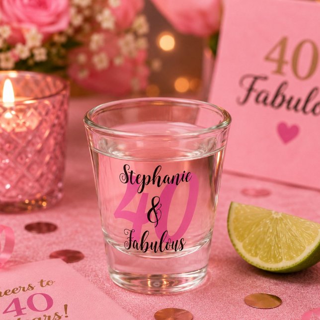 Vaso De Chupito Cumpleaños personalizado 40 y fabuloso (Subido por el creador)