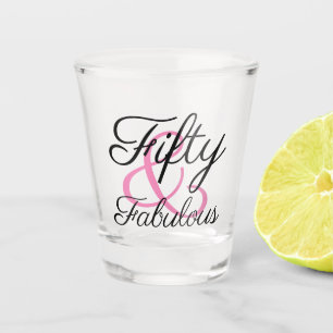 Vaso De Chupito Cumpleaños Quincuagésimo 50 y Tipografía Fabulosa