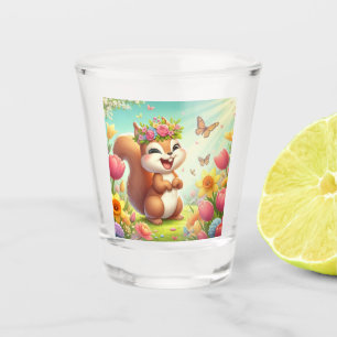 Vaso De Chupito Cura, ardilla de primavera feliz