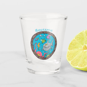 Vaso De Chupito Curiosas criaturas marinas bajo el agua dibujando
